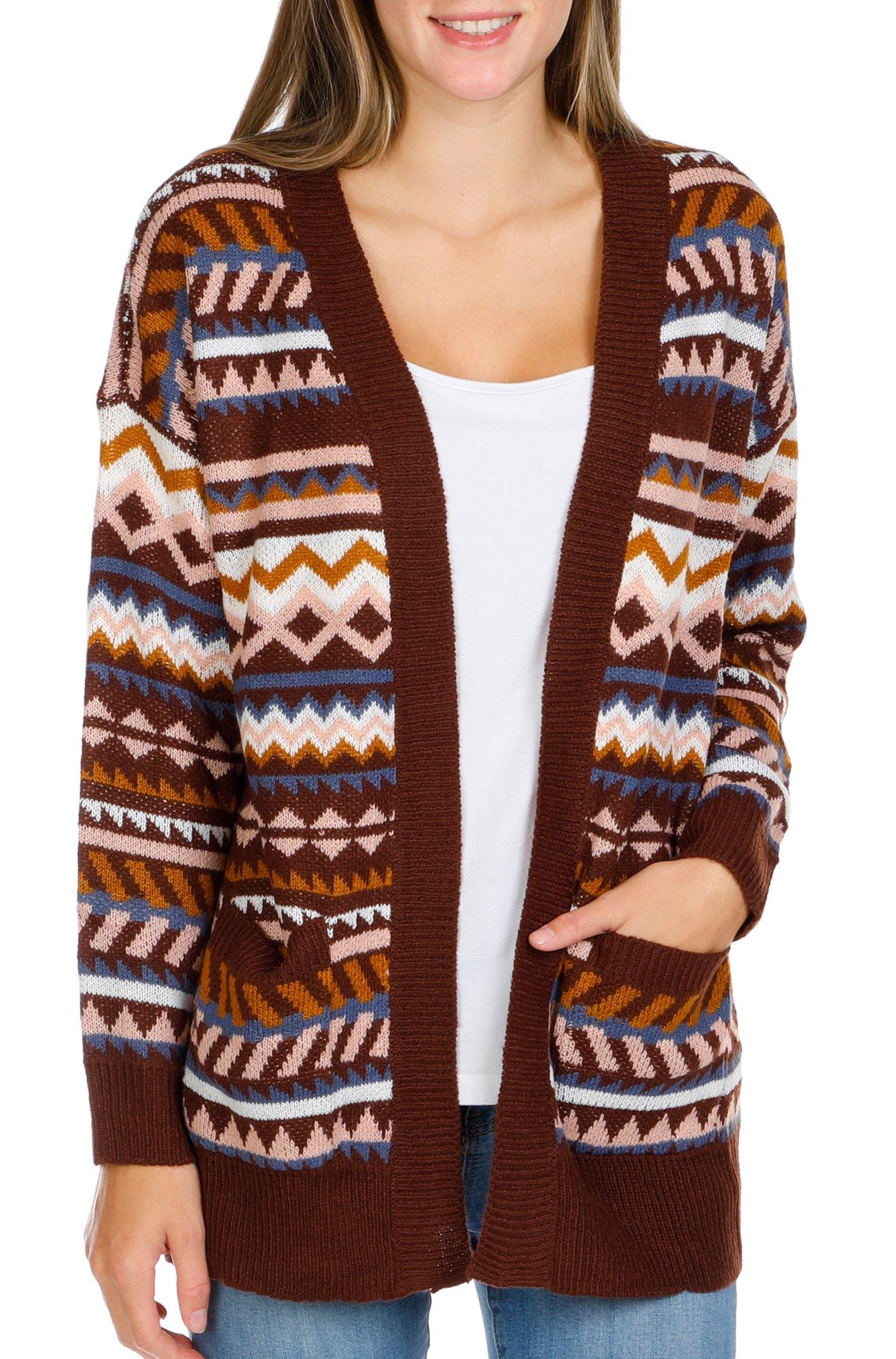 Juniors Aztec Print Cardigan