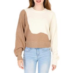 Juniors Colorblock Pullover Sweater - Tan