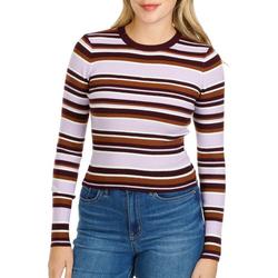 Juniors Striped Ribbed Knit Sweater Top - Purple Multi