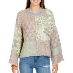 Juniors Colorblock Wide Sleeve Pullover Sweater