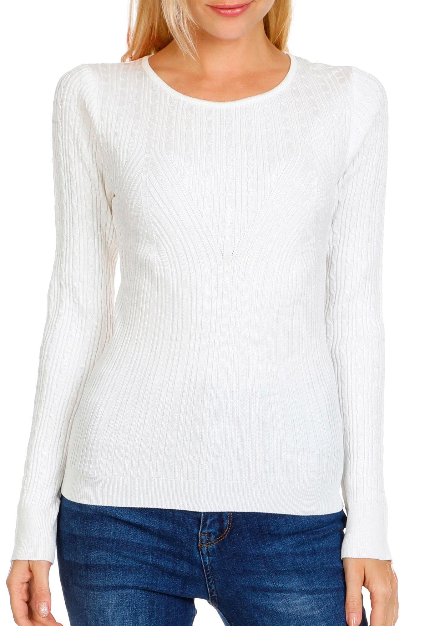 Juniors Solid Cable Knit Sweater Top