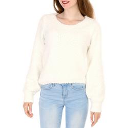 Juniors Solid Cozy Sweater - White