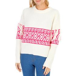Juniors Aztec Print Knit Sweater
