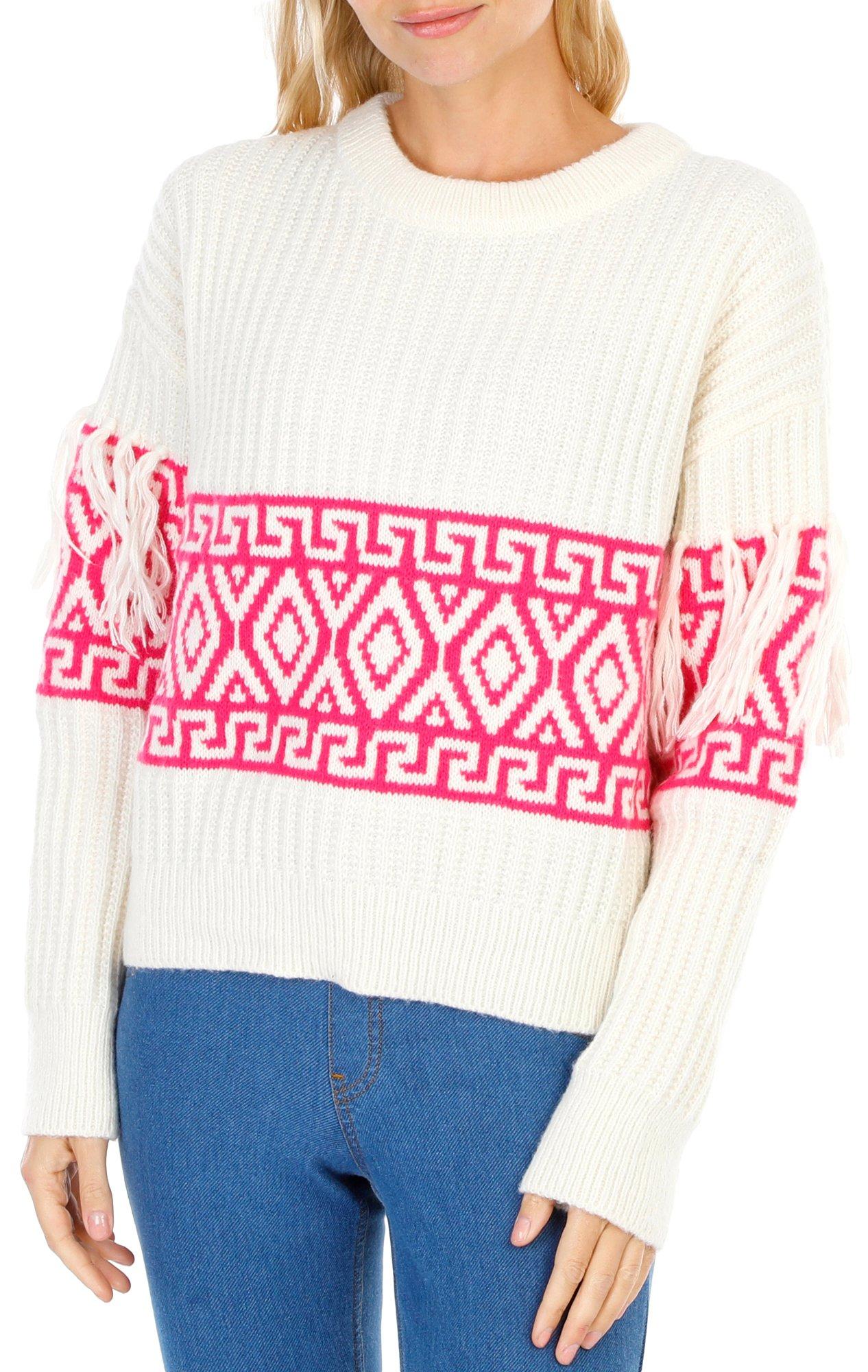 Juniors Aztec Print Knit Sweater