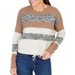 Juniors Colorblock Stripe Print Knit Sweater - Brown