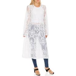 Juniors Solid Lace Duster - White