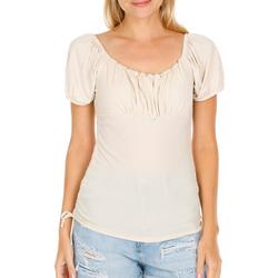 Juniors Solid Rouched Top - Tan