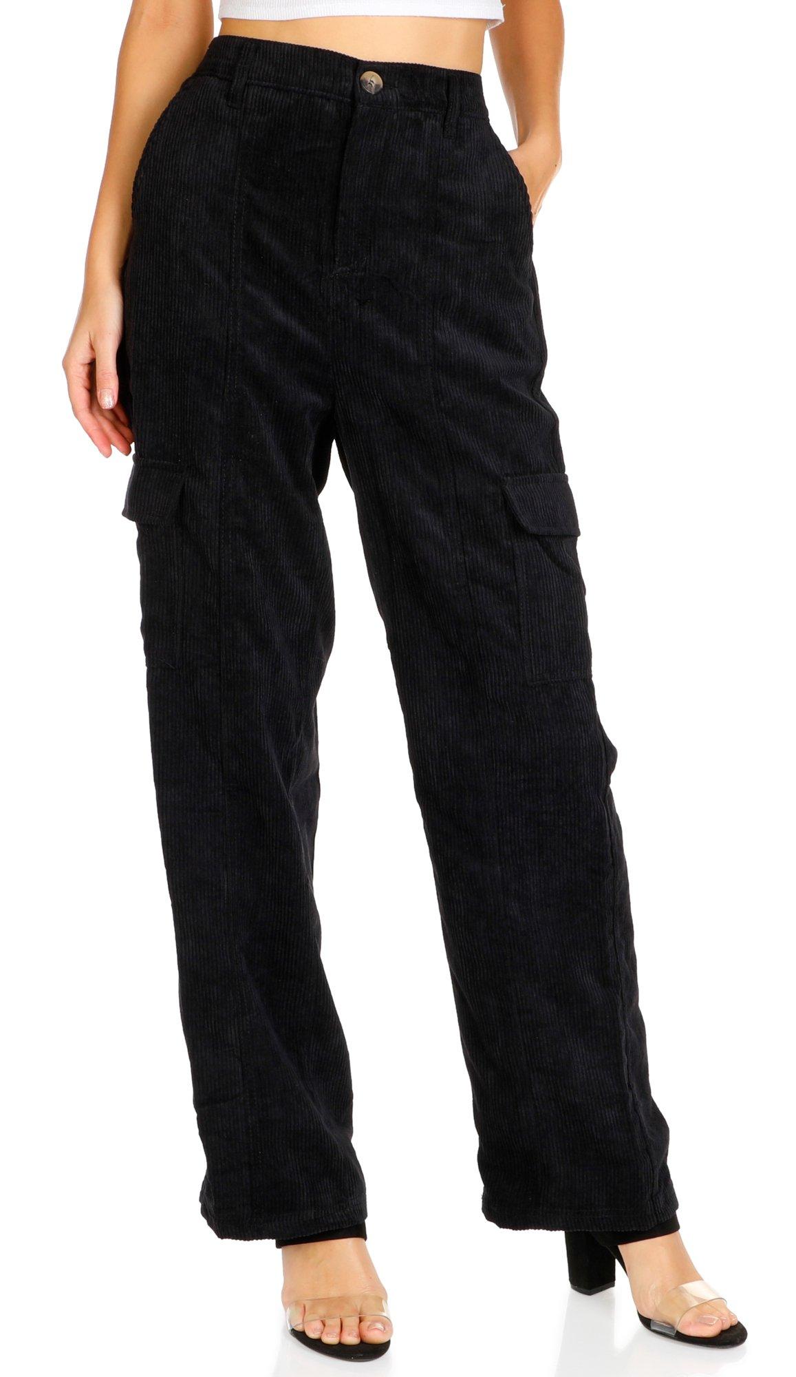 Juniors Ribbed Corduroy Straight Leg Pants