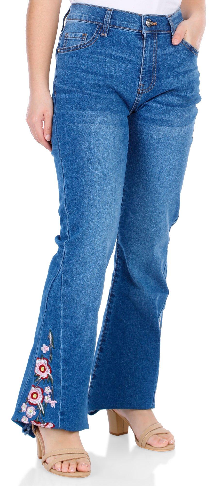 Juniors Embroidered Flare Jeans