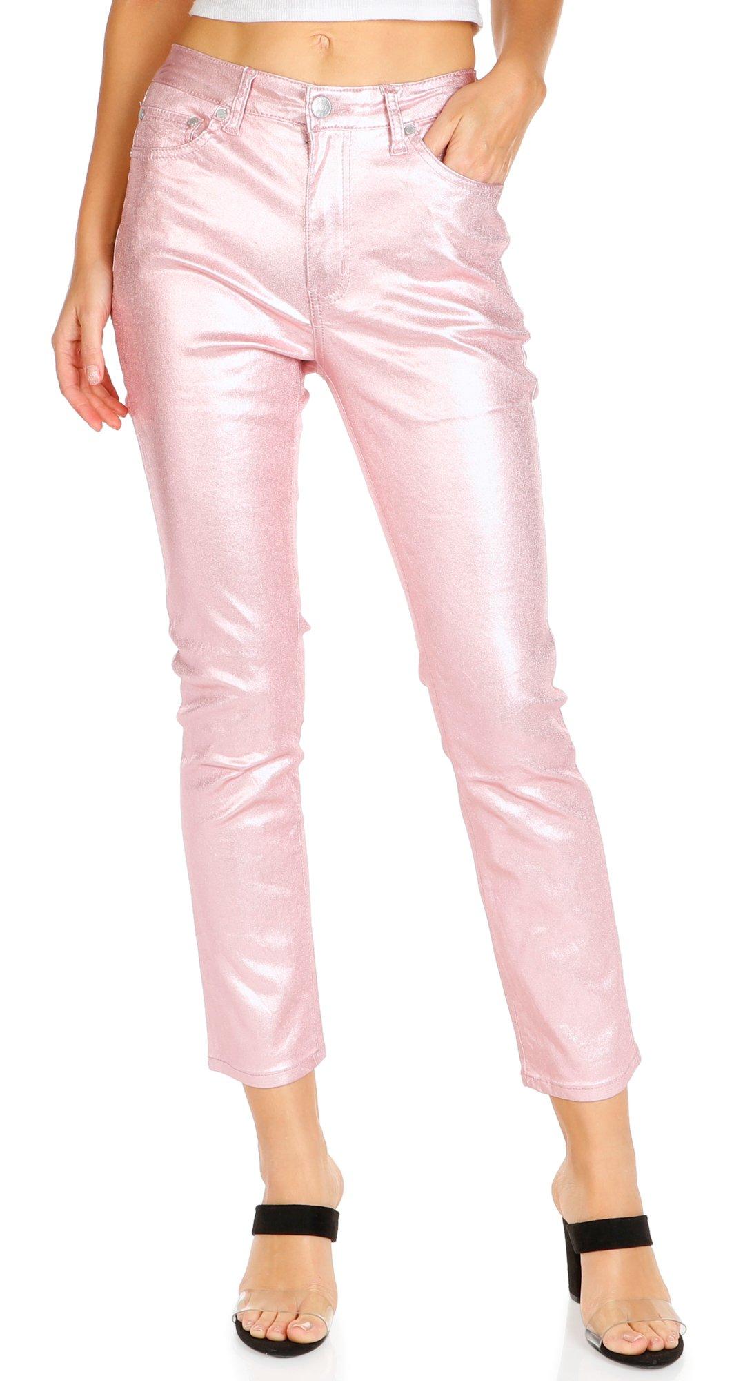 Juniors High Rise Metallic Ankle Jeans