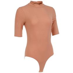 Juniors Solid Ribbed Bodysuit - Peach