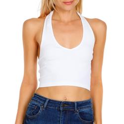 Juniors Solid Cropped Halter Top