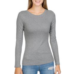 Juniors Long Sleeve Solid Ribbed Knit Top