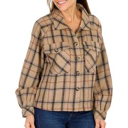 Women's Plaid Long Sleeve Flannel - Brown
