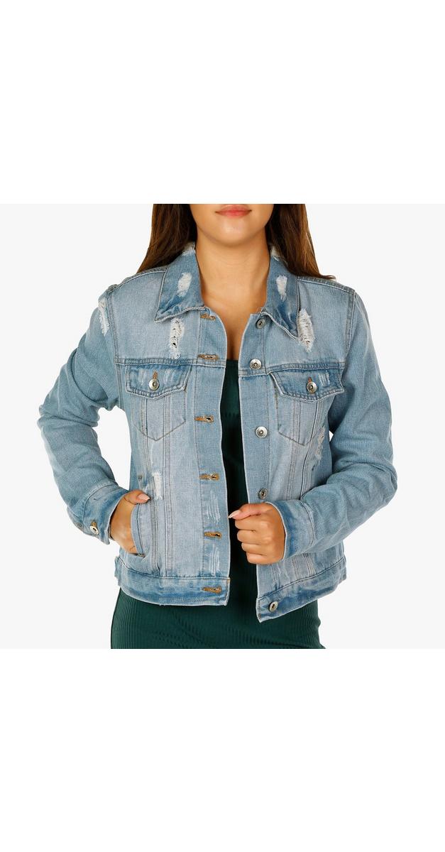 Junior Distressed Denim Jacket - Medium Wash | bealls