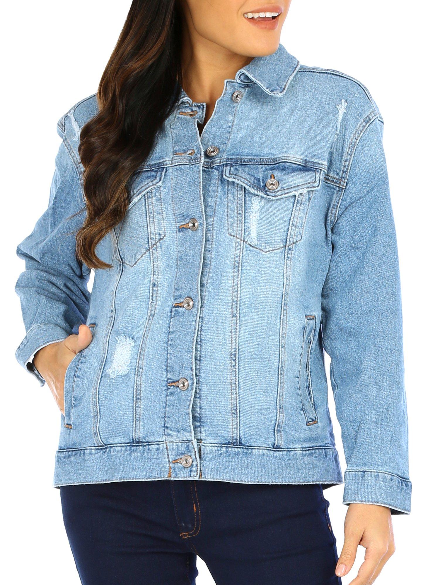 Juniors Distressed Denim Jacket