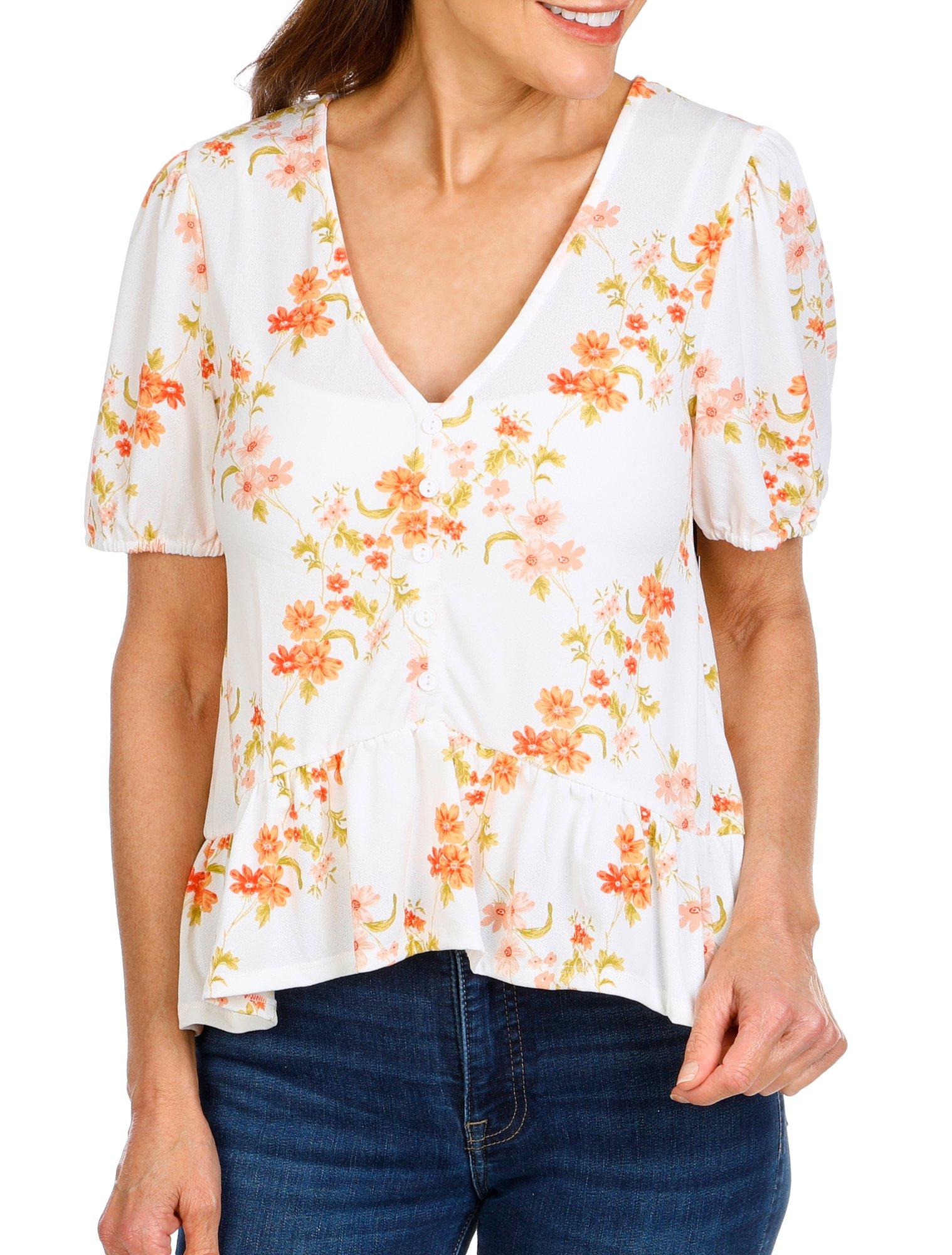 Juniors Floral Print Top