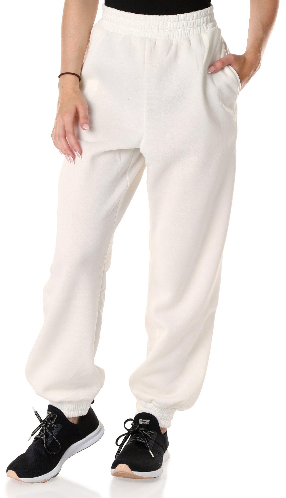 Juniors Active Solid Fleece Joggers - White