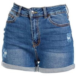 Juniors Basic Rolled Cuff Denim Shorts