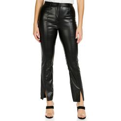 Juniors Solid Faux Leather Pants - Black