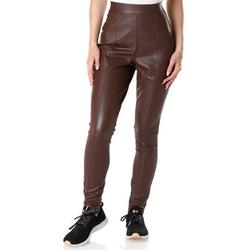 Juniors Solid Faux Leather Leggings - Brown