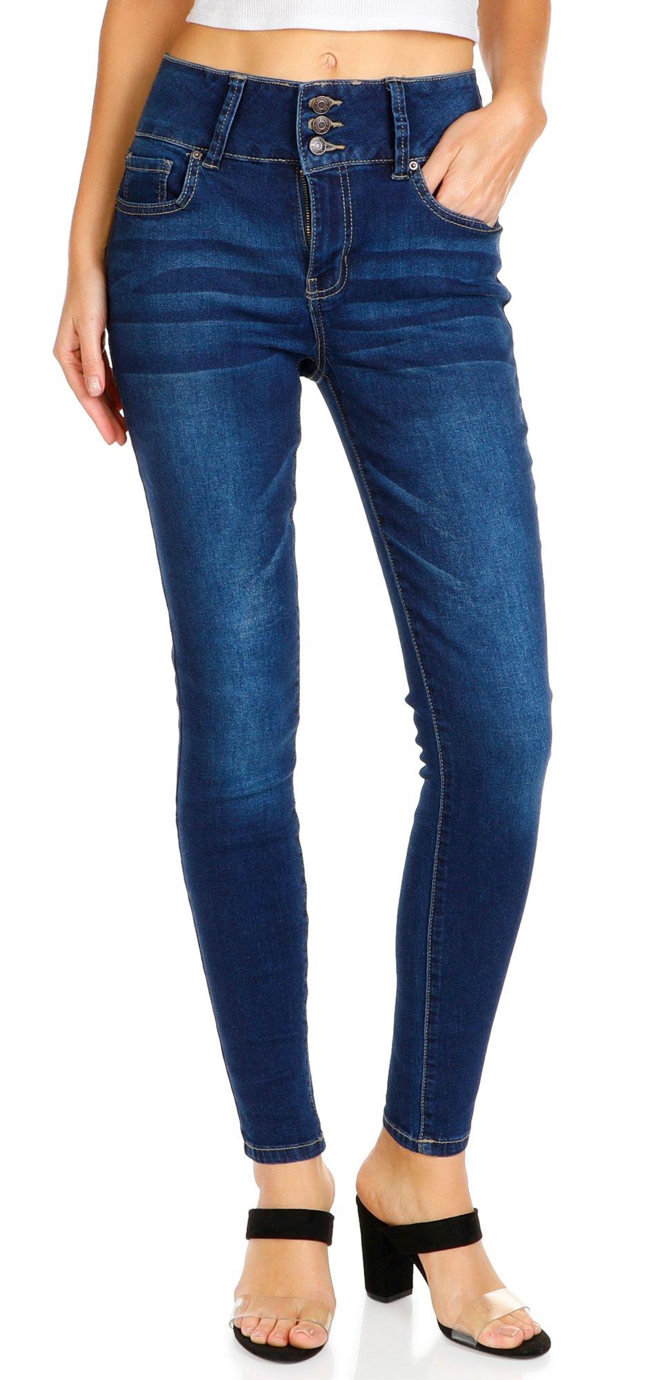 Juniors 3 Button Skinny Jeans