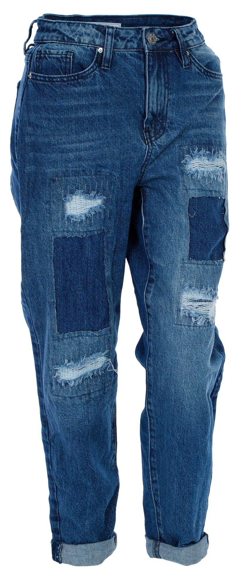 Juniors Patchwork Boyfriend Jeans