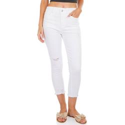 Juniors Solid High Rise Crop - White