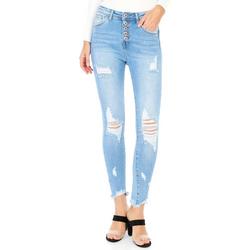 Juniors High Rise Distressed Jeans