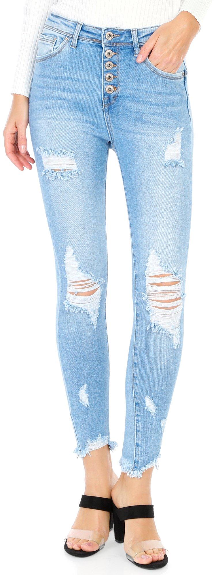 Juniors High Rise Distressed Jeans