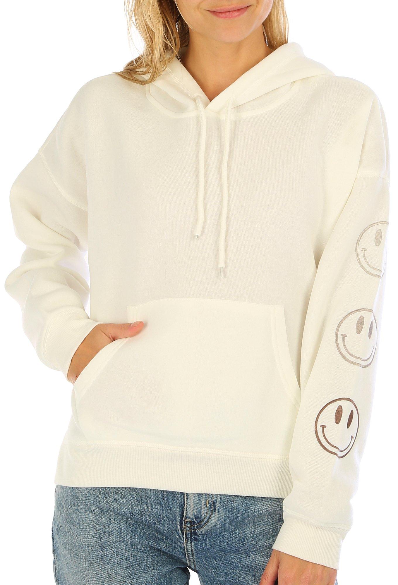 Juniors Smiley Embroidered Pullover Hoodie