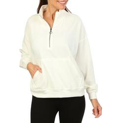 Junior's Solid Long Sleeve Pull Over - White