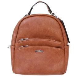 Solid Faux Leather Pebble Mini Backpack - Brown