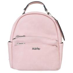 Solid Faux Leather Pebble Mini Backpack - Pink