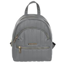 Faux Leather Stitched Mini Backpack - Grey