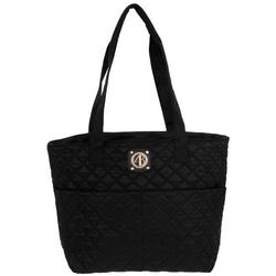 Solid Nylon Quilted Tote - Black
