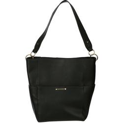 Faux Leather Pebbled Tote - Black