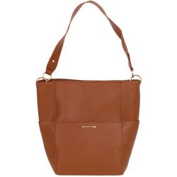 Faux Leather Pebbled Tote - Brown