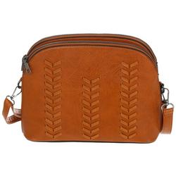 Faux Leather Woven Dome Crossbody