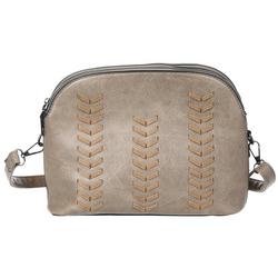 Solid Faux Leather Dome Crossbody - Taupe