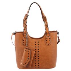 Faux Leather Studded Tote Bag with Coin Purse