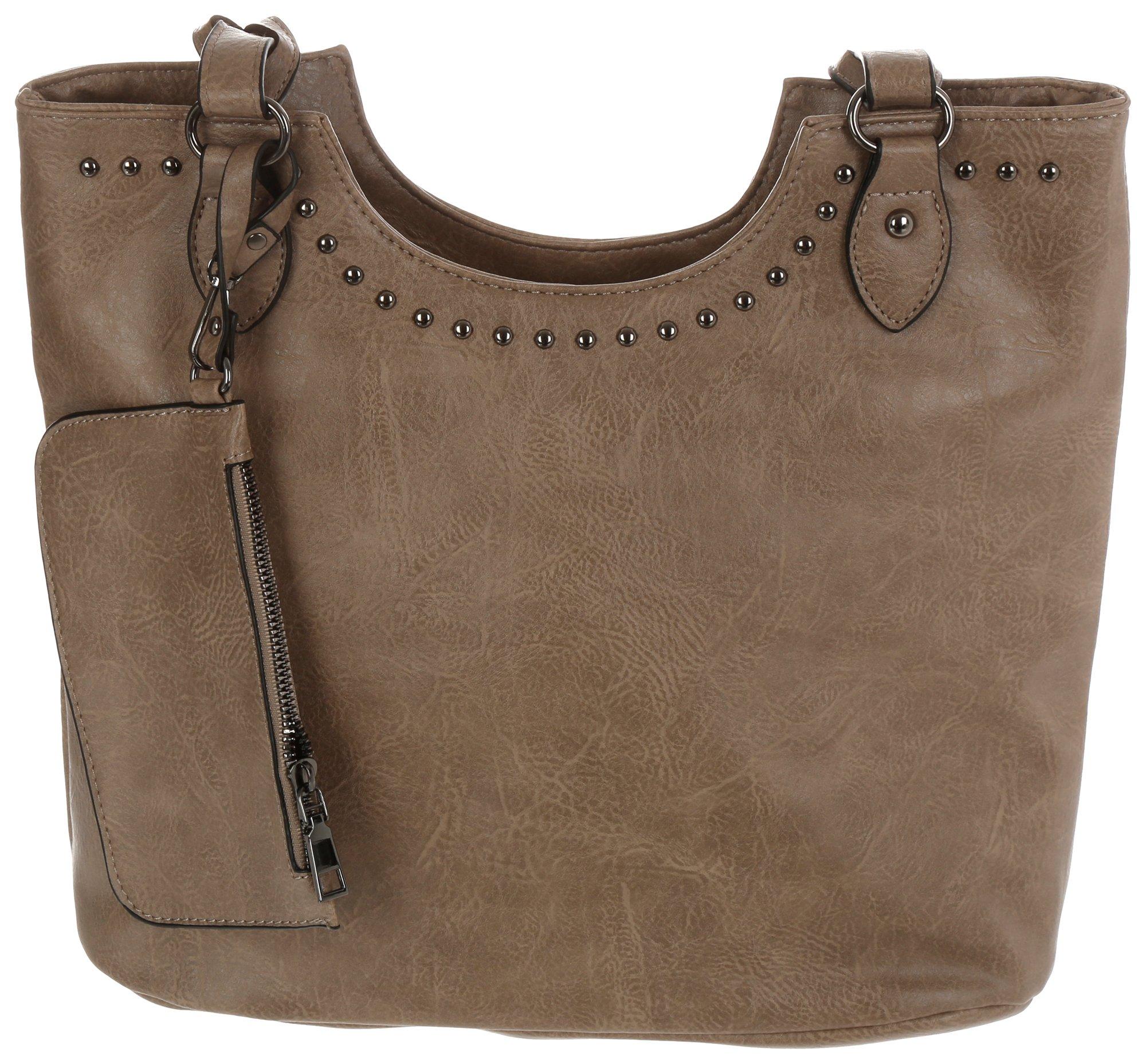 Faux Leather Studded Tote Bag