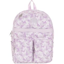 Butterfly Nylon Print Backpack - Purple