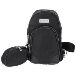 Solid Nylon Sling Backpack - Black