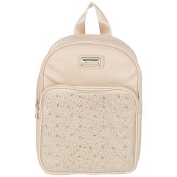 Faux Leather Embellished Mini Backpack - Khaki