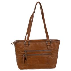 Faux Croc Leather Tote - Brown