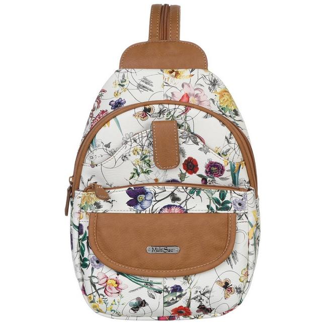 Jamie Floral Fashion Backpack - White Multi