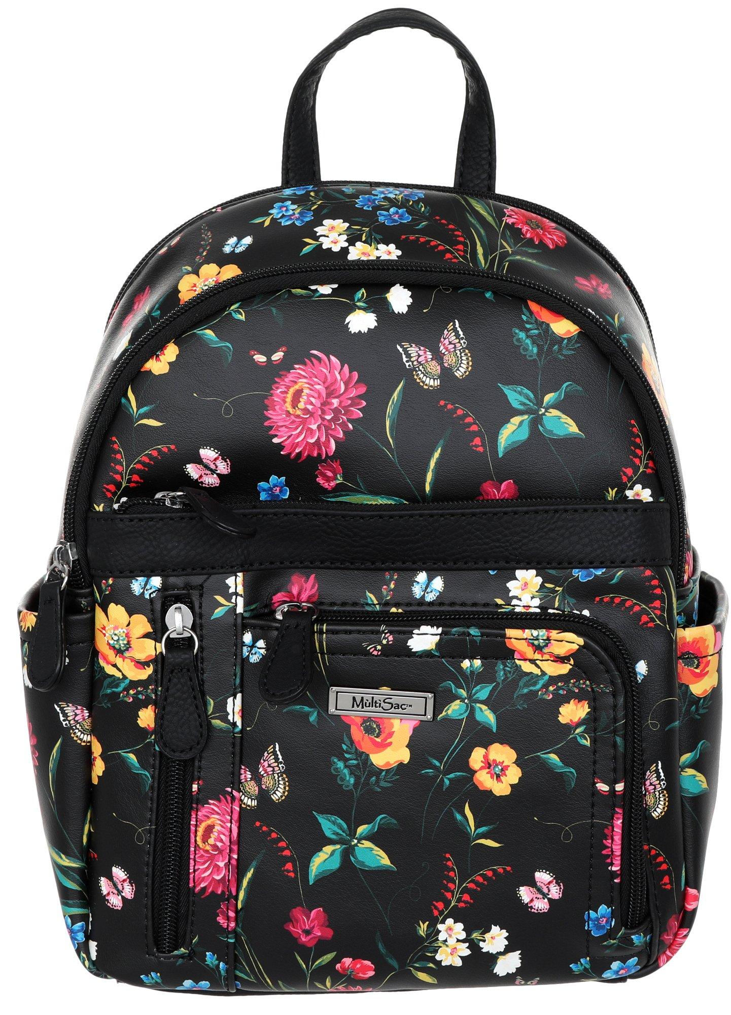 Faux Leather Floral Mini Fashion Backpack
