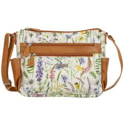 Faux Leather Floral Print Crossbody