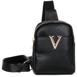 Faux Leather Mini Sling Backpack - Black